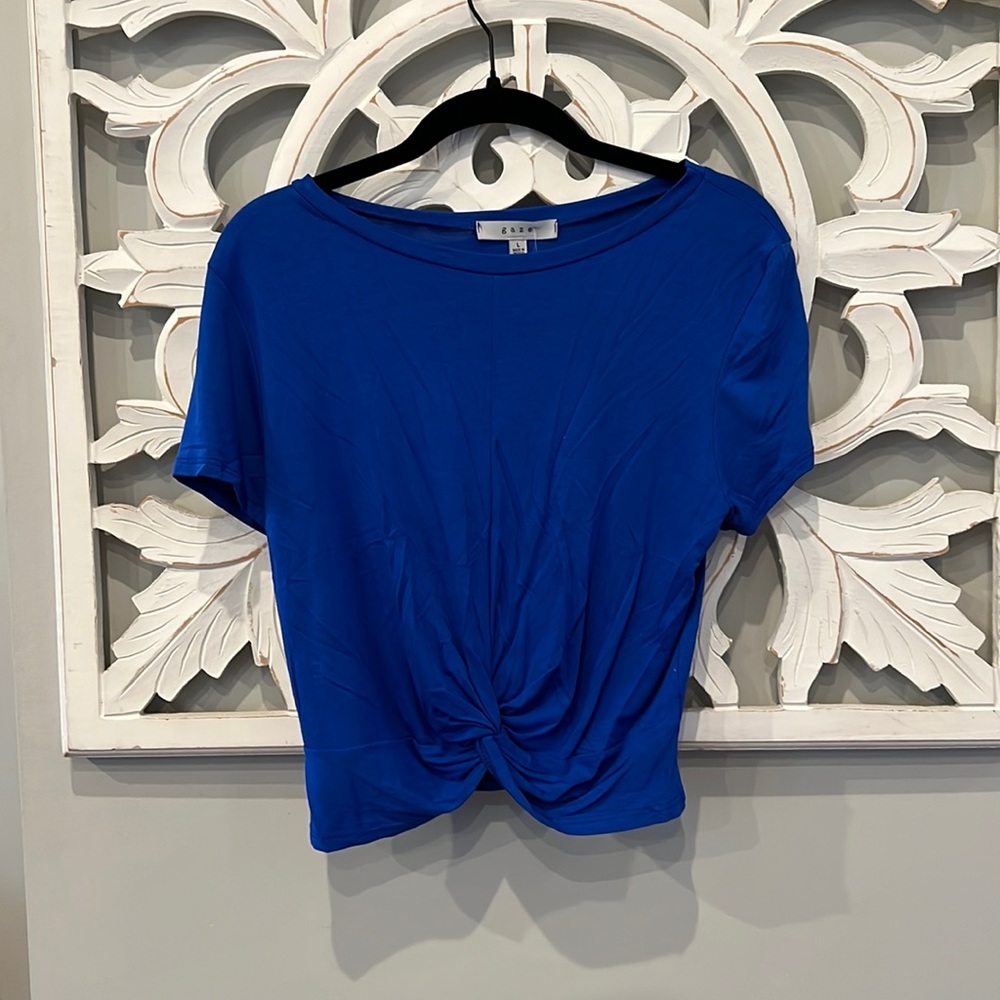 Blue Crop Top w/ tie detail NWT